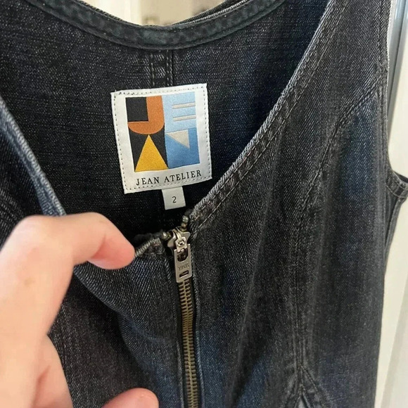 894 Jean Atelier Star Denim Jumpsuit In Night Size 2 Color Black Grey - Picture 5 of 10